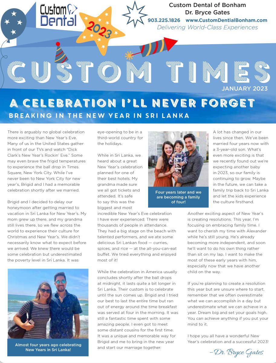 Patient Newsletter Custom Dental of Bonham Bonham TX